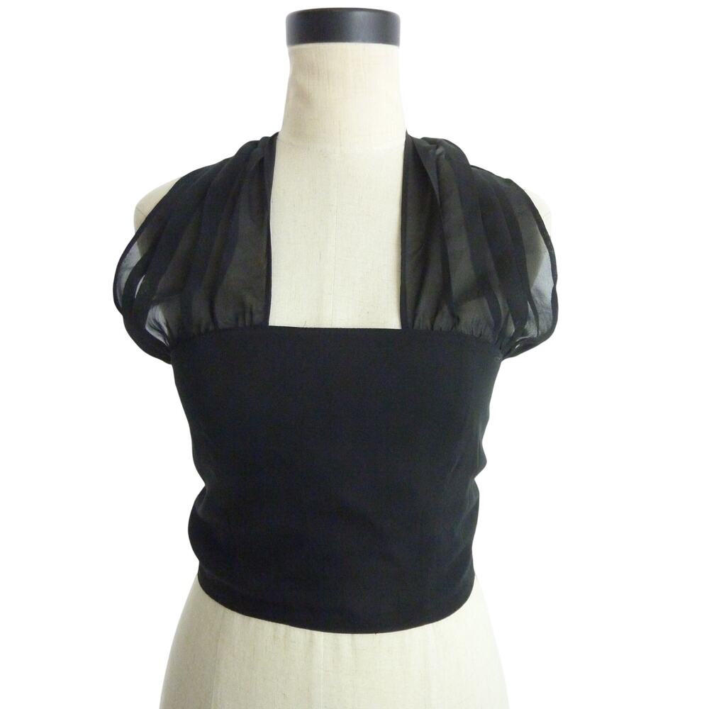 With Jean Womens Tulip Top Sheer Size S Black Short Sleeve Crop Party Weekend